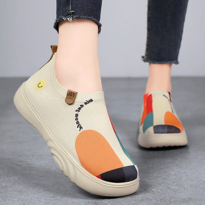 Women Fashionable Slip-On Sneakers with Breathable Mesh Construction and Unique Design Mune Fashion