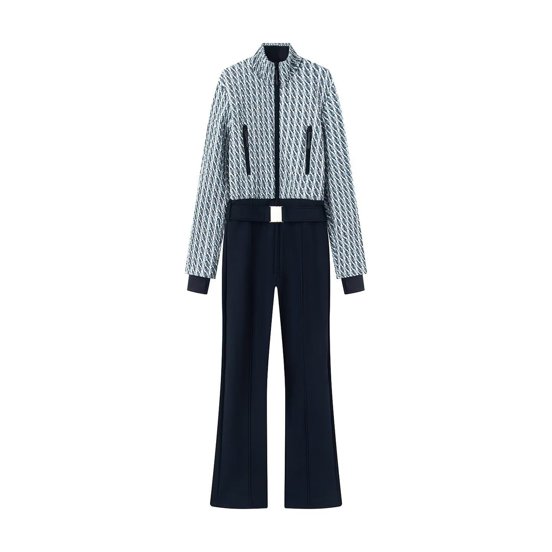 Women Functional Utility Overall with Zippers and Waist Belt Mune Fashion
