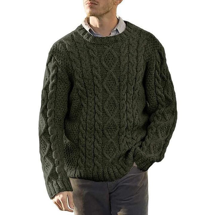 Men's Chunky Knit Sweater with Classic Cable Pattern Mune