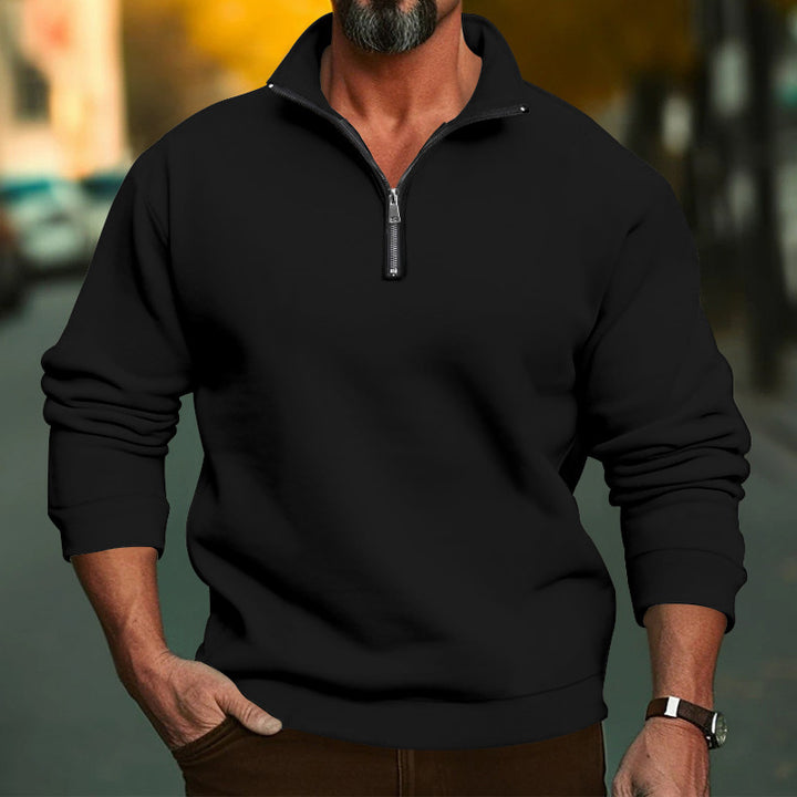 Men's Comfort Half-Zip Sweatshirt made of French Terry with Stand-Up Collar Mune Fashion