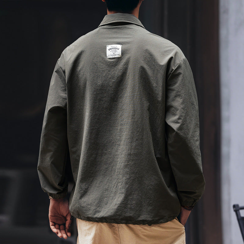 Men's utility half-zip pullover with shirt collar and kangaroo pockets Mune Fashion