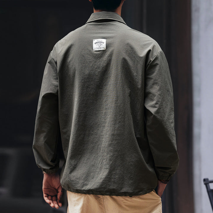 Men's utility half-zip pullover with shirt collar and kangaroo pockets Mune Fashion