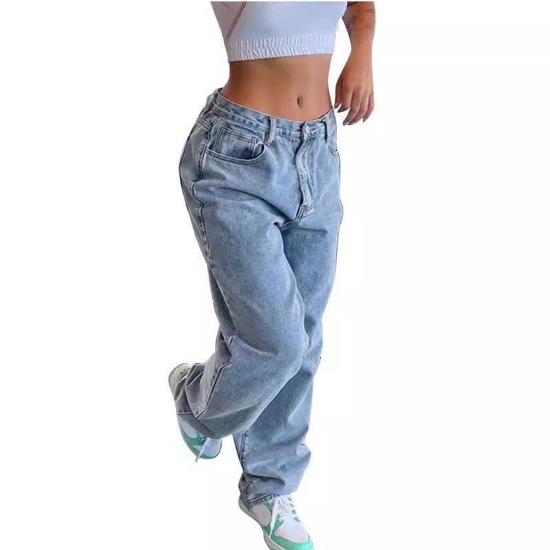 Women nan relaxed-fit baggy jeans with high waist and deep crotch Mune Fashion