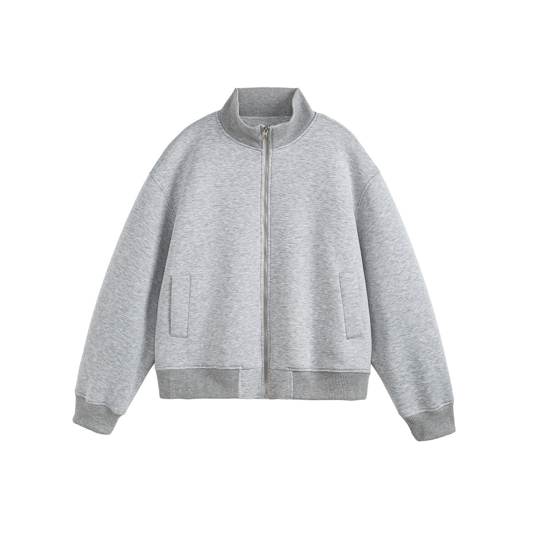 Unisex Boxy-Zip Sweat Jacket with Funnel Neck and Ribbed Cuffs Mune Fashion