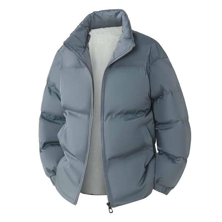 Men's Padded Oversize Quilted Jacket with Teddy Lining and High Stand-Up Collar Mune Fashion