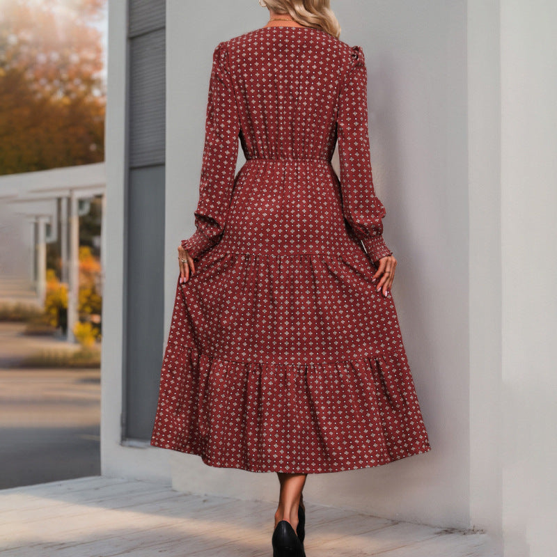 Women's Elegant Midi Dress with Ruffles and Tie Mune Fashion