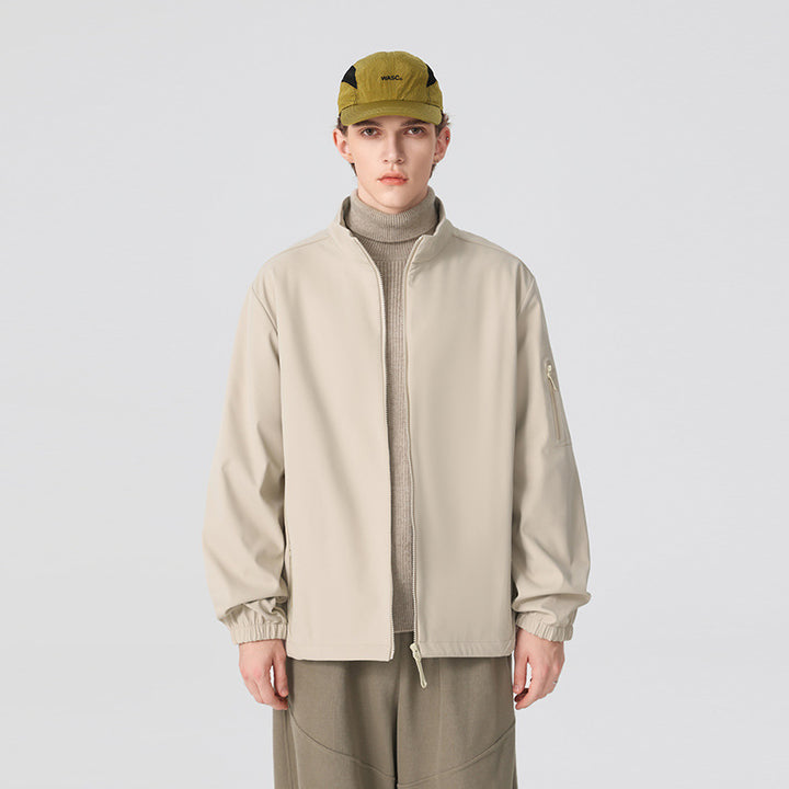 Unisex Lightweight Softshell Jacket with Stand-Up Collar, Full-Length Zipper and Arm Pocket Drune