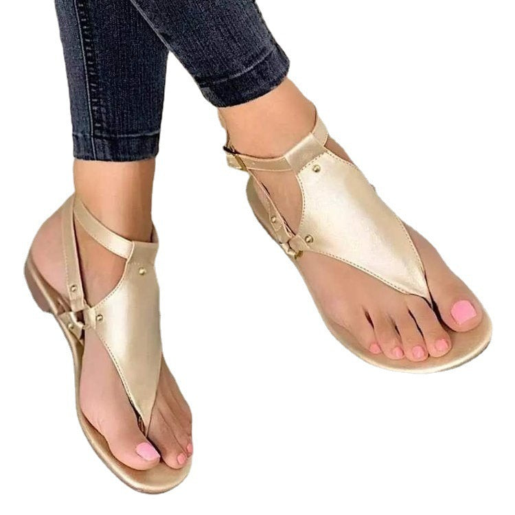 Damen T‑Riemen Sandalen mit Knöchelriemen, Veloursoptik und flacher Komfortsohle Mune Fashion