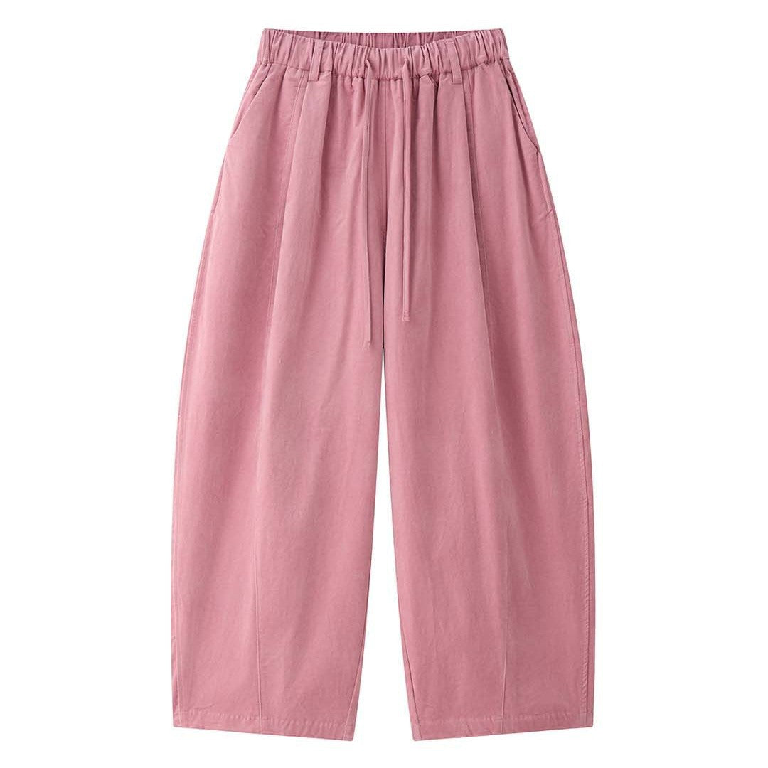 Women's Wide Culotte Style Pants with Elastic Drawstring Waistband made of Cotton Blend Mune Fashion