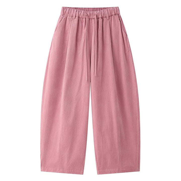 Women's Wide Culotte Style Pants with Elastic Drawstring Waistband made of Cotton Blend Mune Fashion