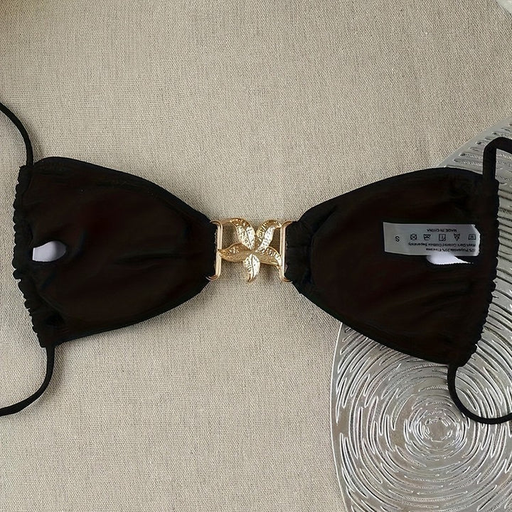 Women Triangle Bikini Top with Elegant Jewelry Detail Mune Fashion