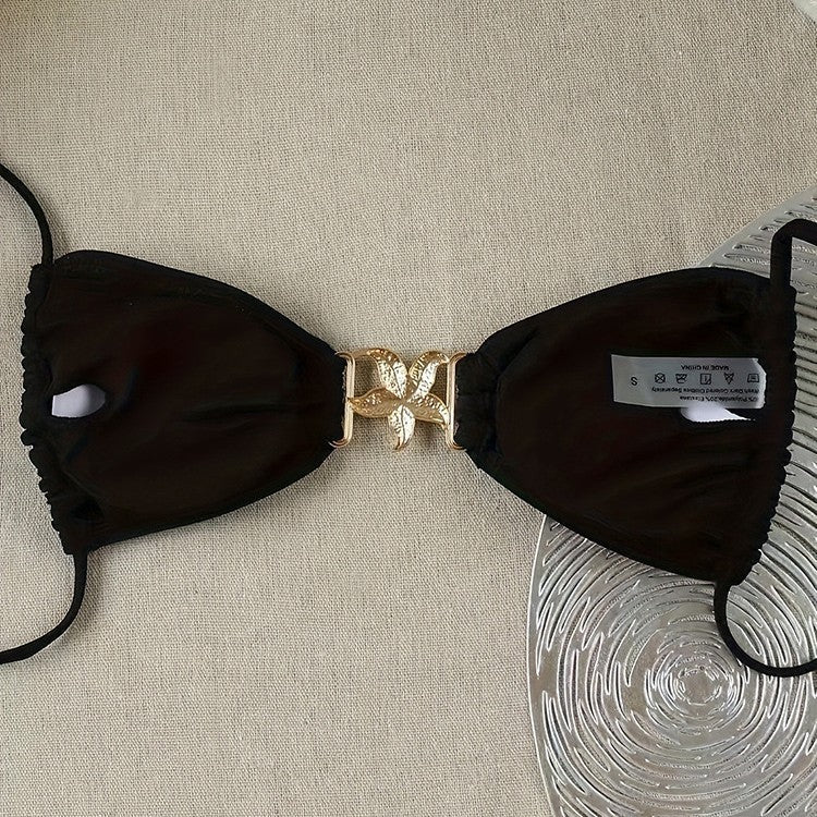 Women Triangle Bikini Top with Elegant Jewelry Detail Mune Fashion