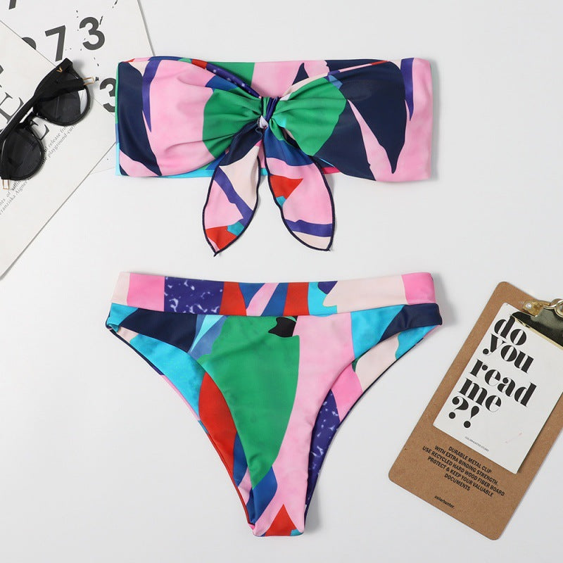 Ladies Bandeau Bikini with Creative Patterns Mune Fashion