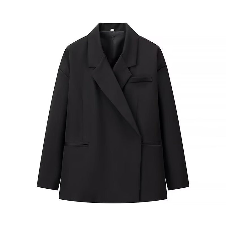 Women's Oversized Blazer with Simple Welt Pockets and Wide Lapels Mune Fashion