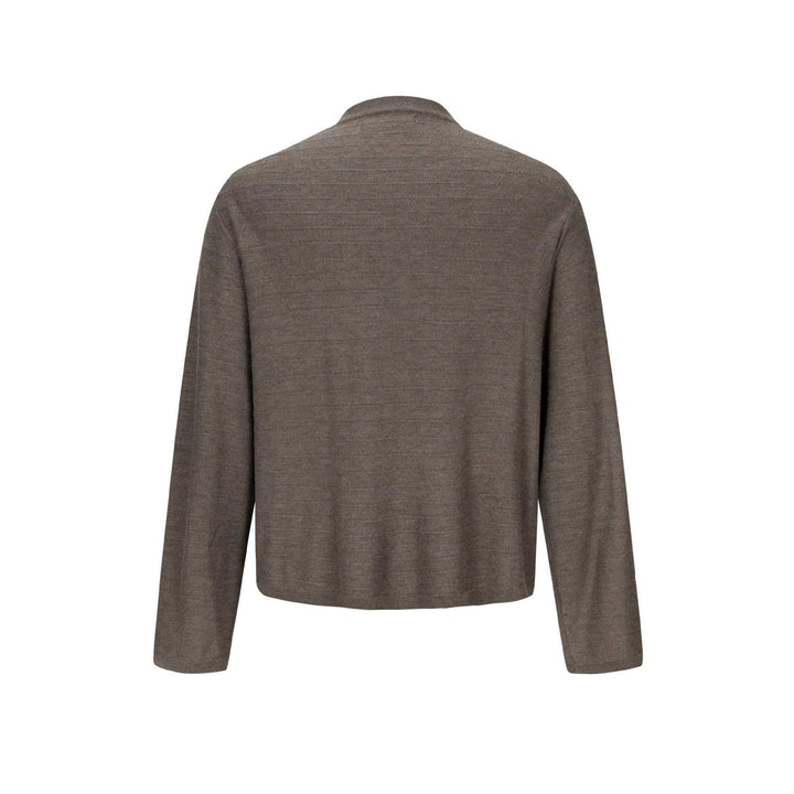 Unisex fine knit crew neck pullover with fine vertical texture and straight hem Mune Fashion