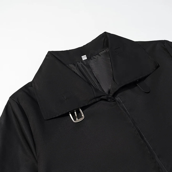 Women's longer water-repellent coat in cocoon cut with adjustable standing collar Mune Fashion