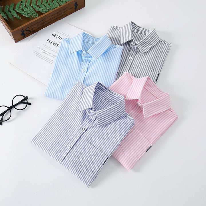 Women Elegant Striped Long Sleeve Shirt Mune Fashion