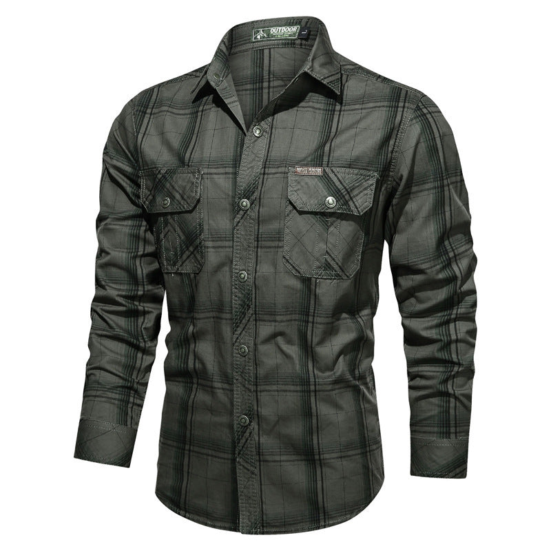 Men's checked utility shirt with chest flap pockets and reinforced canvas finish Mune Fashion