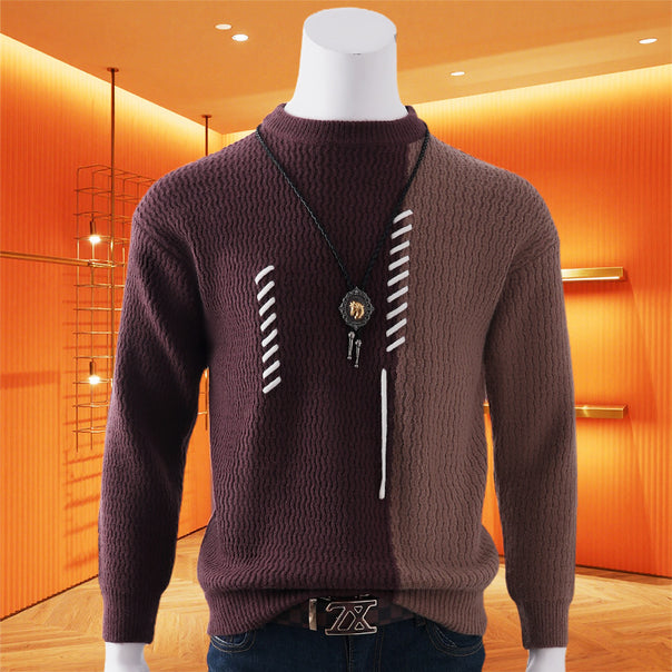Men's Half-Split Knit Sweater with Decorative Cord Detail Mune Fashion