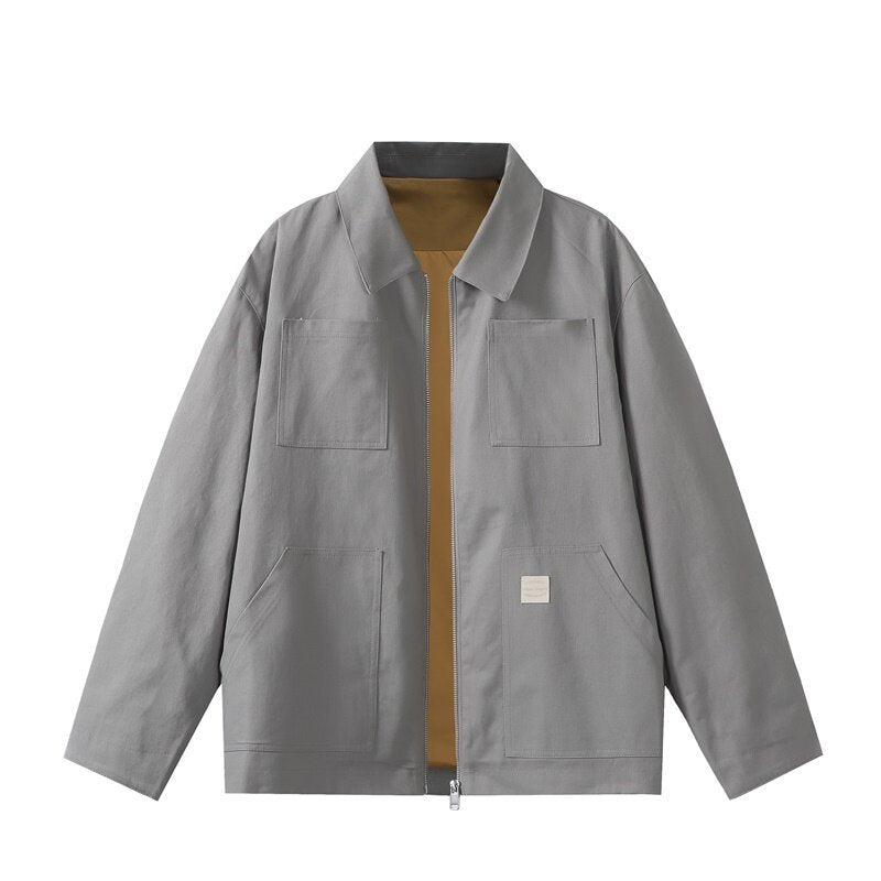 Men's utility worker jacket with a full-length zipper, patch pockets, and straight cut Mune Fashion