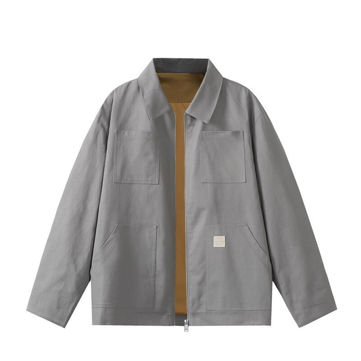 Men's utility worker jacket with a full-length zipper, patch pockets, and straight cut Mune Fashion