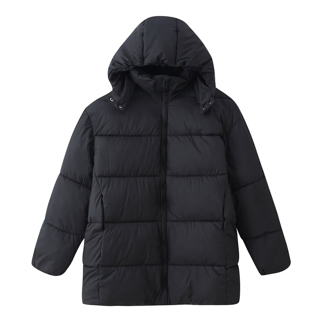 Women's Oversize Padded Coat with Hood and Quilted Thermal Filling Mune Fashion