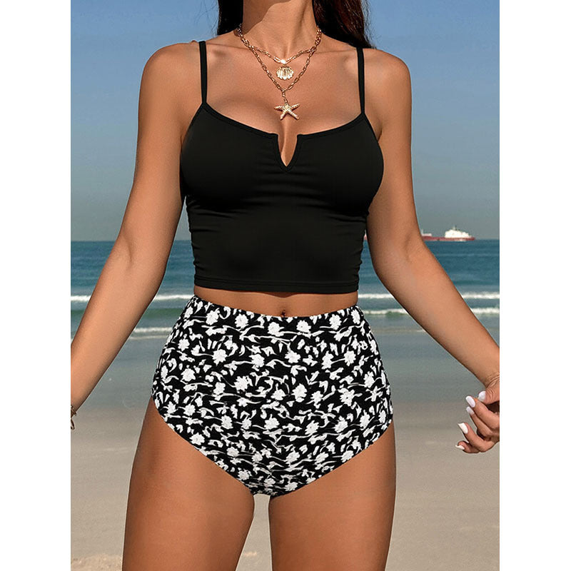 Women High-Waisted Bikini Set with Fashionable Top Mune Fashion