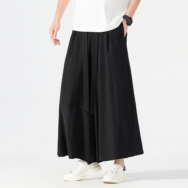 Women's Culotte-Style Skirt Pants with Wide Leg and Ties Belt Mune Fashion