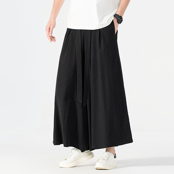 Women's Culotte-Style Skirt Pants with Wide Leg and Ties Belt Mune Fashion