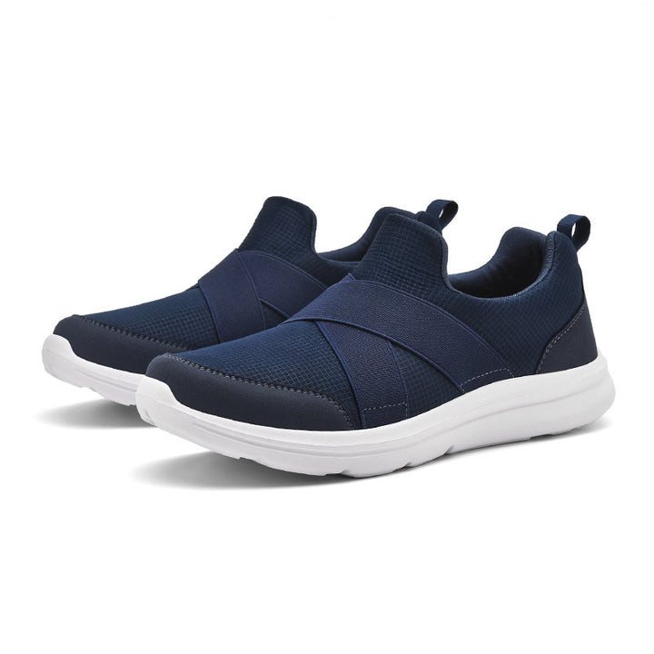 Women nan elastic Slip-On comfort sneaker with breathable knit upper, crossed stretch straps and cushioning EVA sole Mune Fashion
