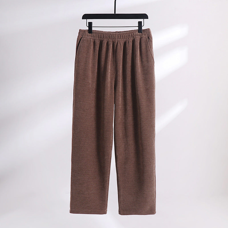 Women’s corduroy pants with elastic waistband, wide leg and side pockets Mune Fashion