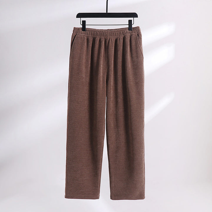 Women’s corduroy pants with elastic waistband, wide leg and side pockets Mune Fashion