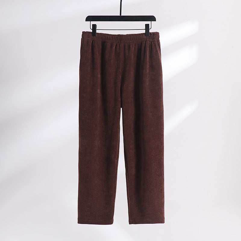 Women’s corduroy pants with elastic waistband, wide leg and side pockets Mune Fashion