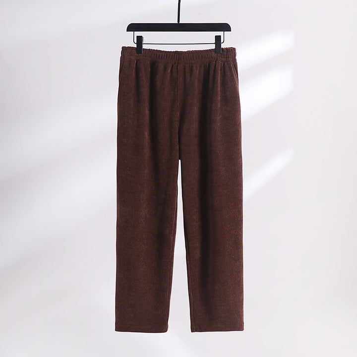 Women’s corduroy pants with elastic waistband, wide leg and side pockets Mune Fashion