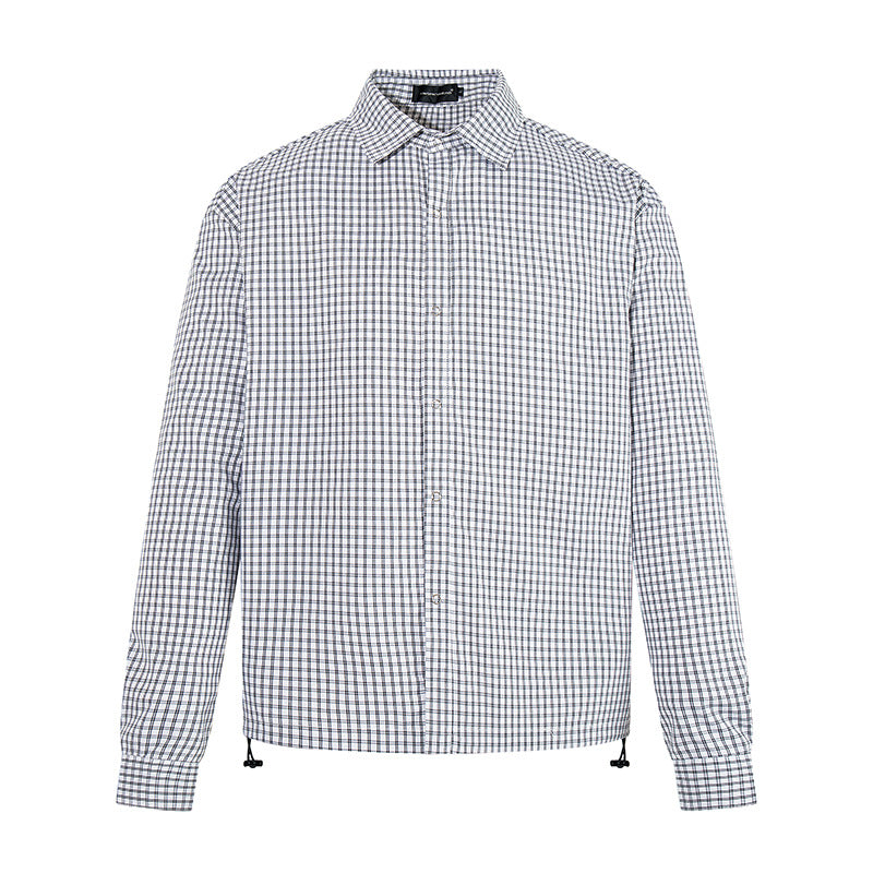 Men's checked shirt with full button placket, adjustable hem, and Kent collar Mune Fashion