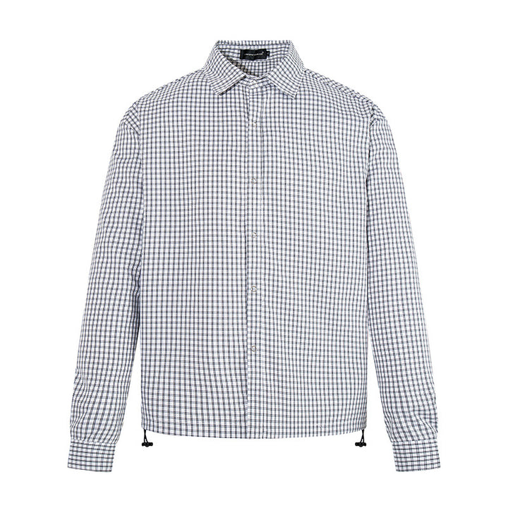 Men's checked shirt with full button placket, adjustable hem, and Kent collar Mune Fashion