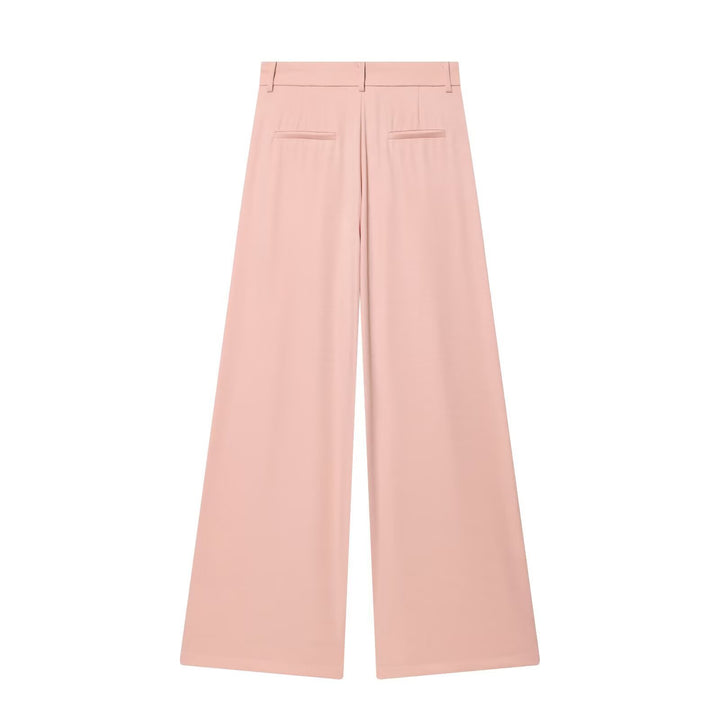 Women's High-Waisted Palazzo Pants with Wide Leg and Piping Pockets Mune Fashion
