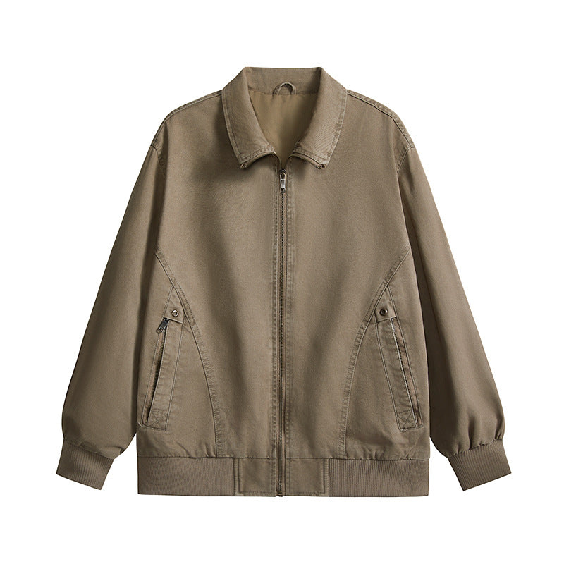 Men's lightweight cotton twill transitional jacket with zipper and balloon sleeves Mune Fashion