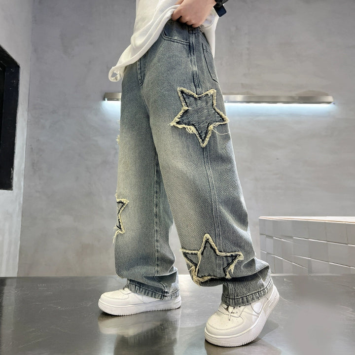 Unisex Baggy Jeans with Star Appliqué Mune Fashion