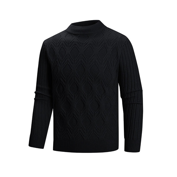 Men's Fine Cable Knit Pullover with Short Stand-Up Collar and Raglan Sleeves Mune Fashion