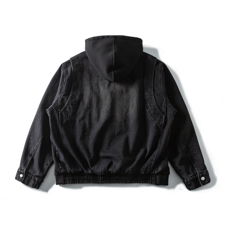 Unisex Boxy Hooded Jacket made of textured cotton blend with full zip and flap pockets Mune Fashion