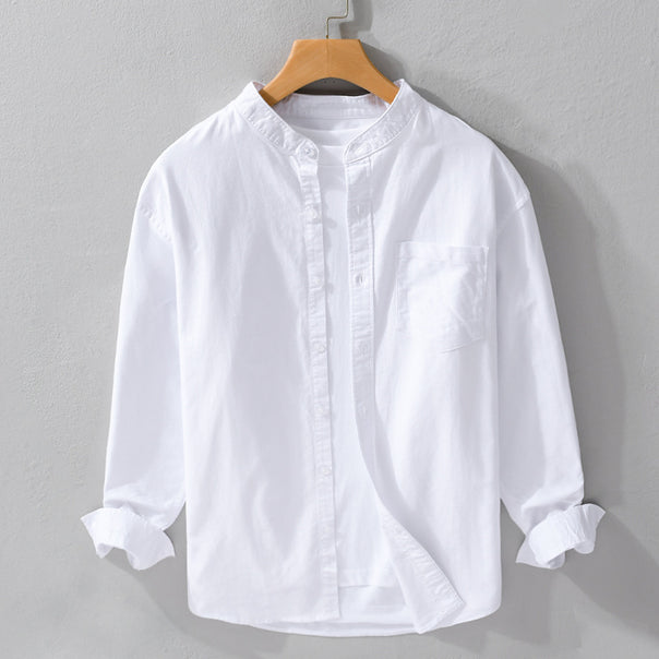 Men's Stand Collar Overshirt made of Cotton Blend with tonal Chest Pocket and Soft-Touch Mune Fashion