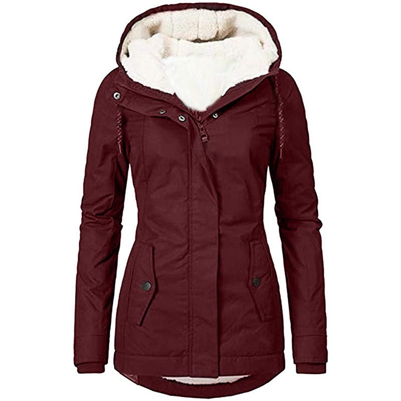 Women's Water-Repellent Parka with Teddy Lining, Hood and Tailored Fit Mune Fashion