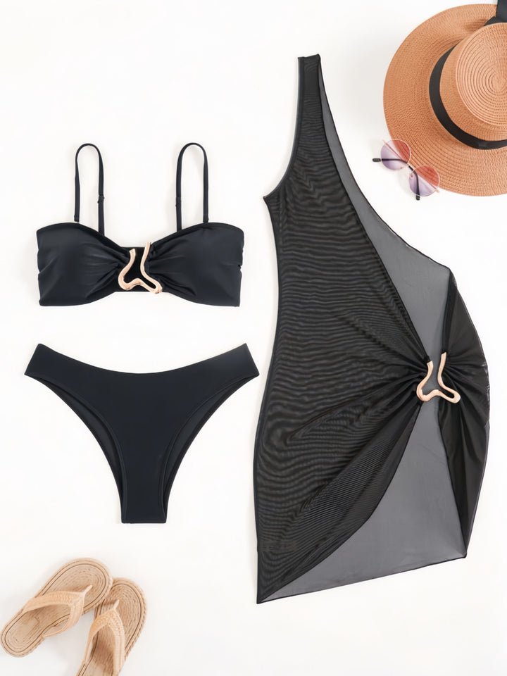 Women's bikini set with modern wrap skirt and elastic top Mune Fashion