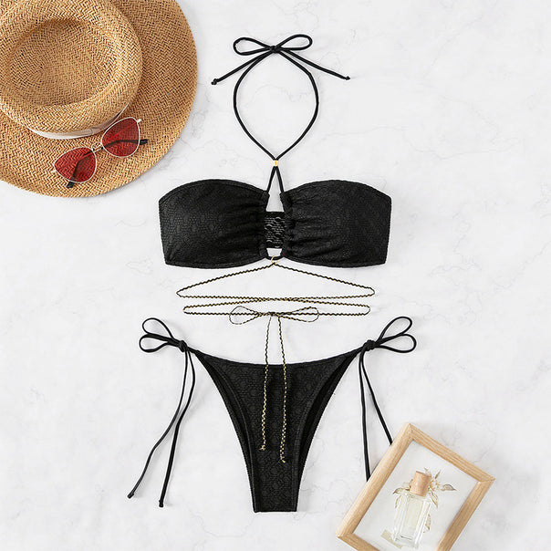 Women's bandeau bikini with refined tie straps and elegant details Mune Fashion