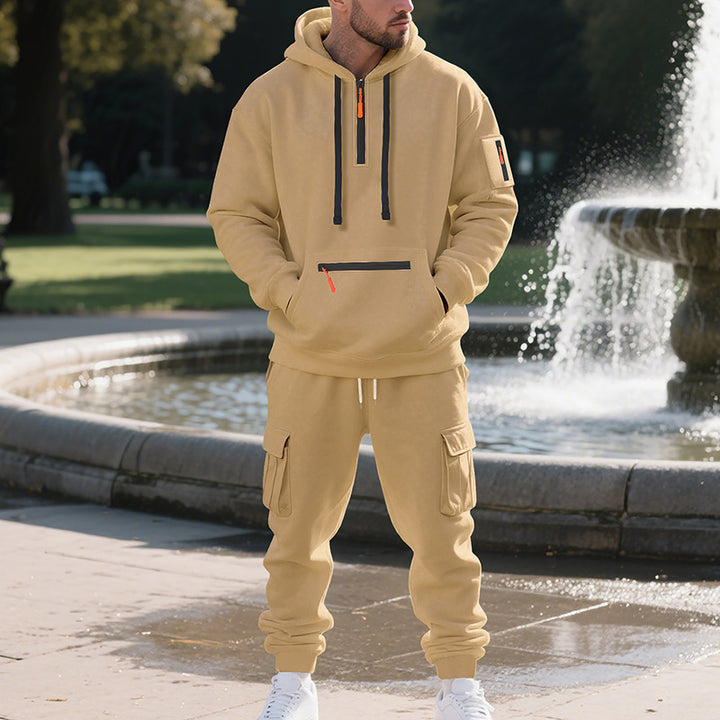 Men's Urban Cargo Tracksuit with Hooded Hoodie and Zipper Pockets Mune Fashion