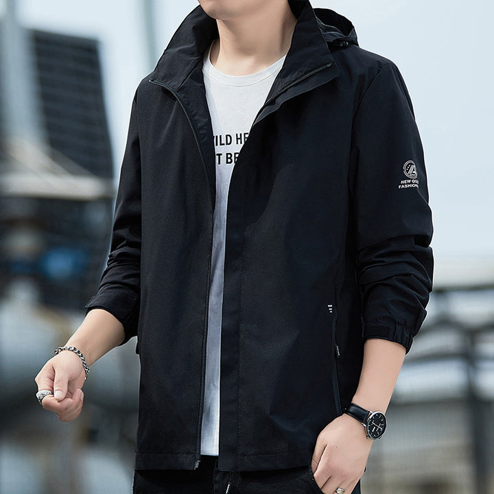 Men's Lightweight Rain Jacket with Adjustable Hood Mune Fashion