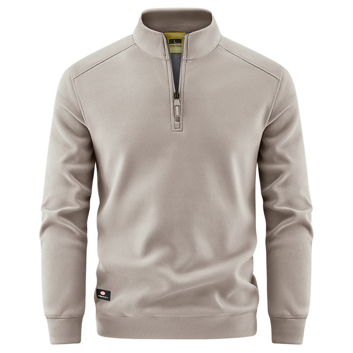 Men's Breathable Microfleece Half-Zip Sweater with Stand Collar and Raglan Sleeves Mune Fashion
