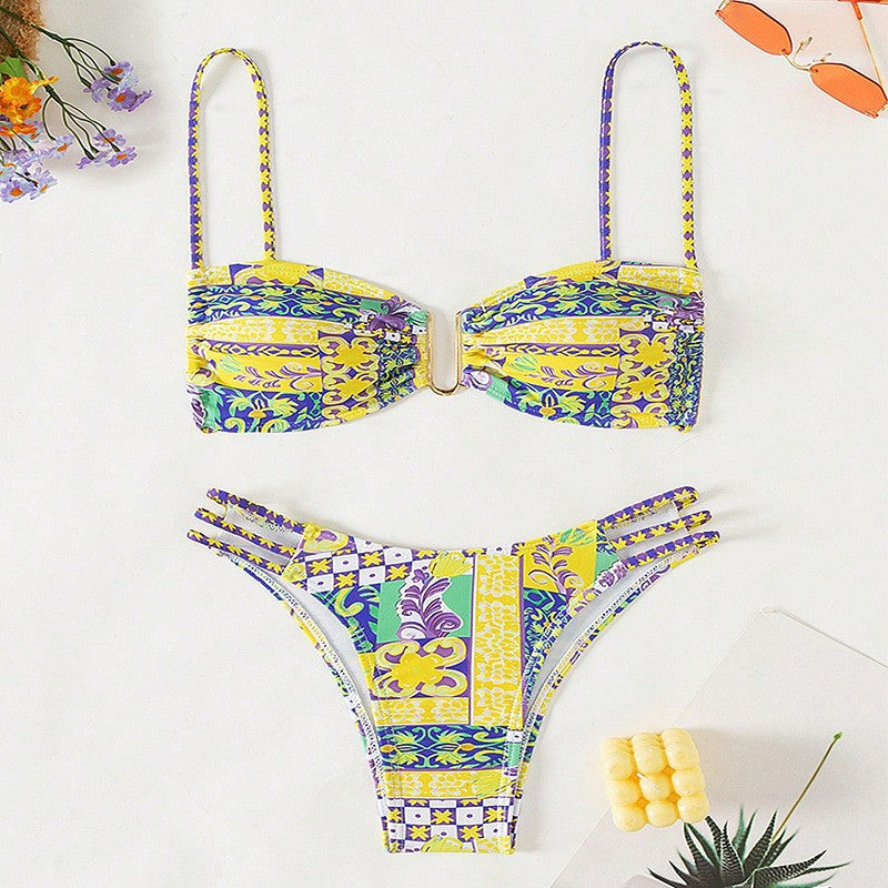 Women's bandeau bikini with fashionable patchwork design Mune Fashion
