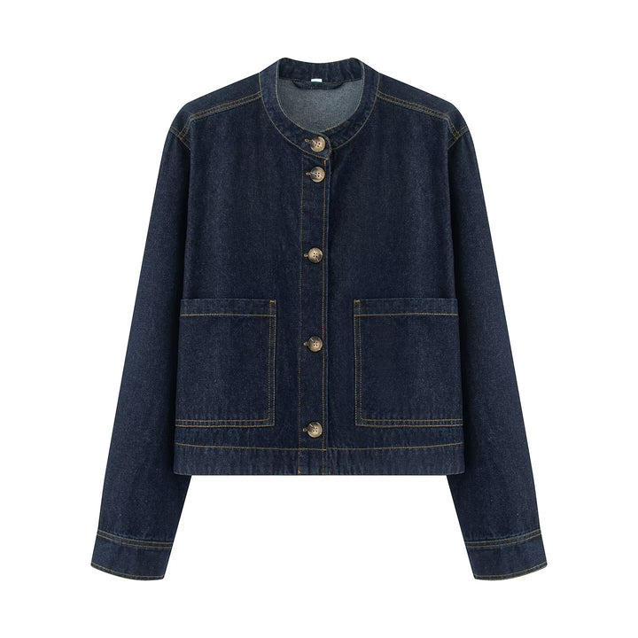 Women's short jacket with stand-up collar, boxy-cropped silhouette and patch pockets Mune Fashion
